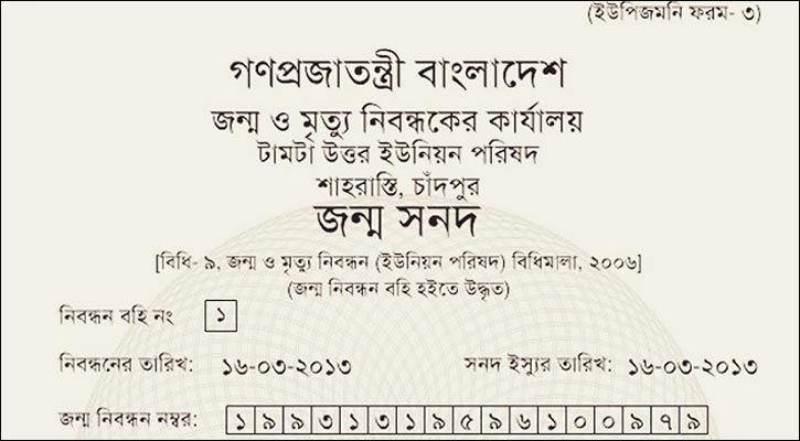 জন্মনিবন্ধনে