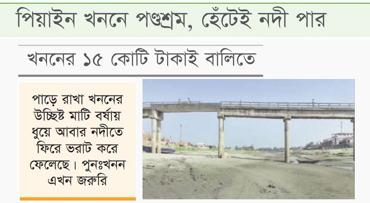 খননের মাটিতেই নদী ভরাট