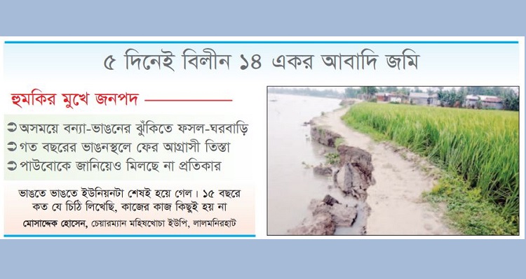 বন্যার পর তিস্তায় ভাঙন