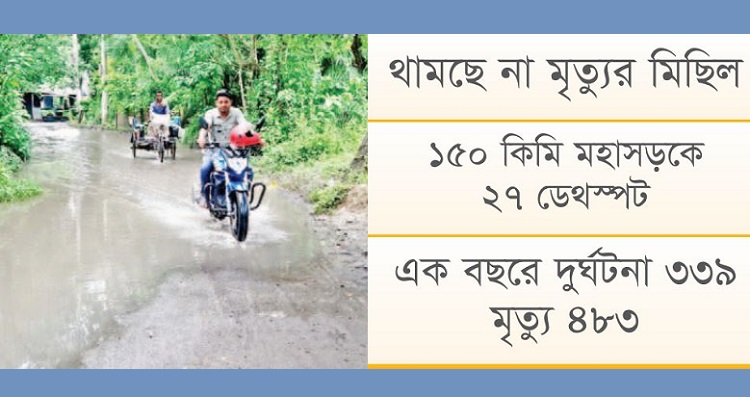 উত্তরাঞ্চলে সড়কে মৃত্যুফাঁদ