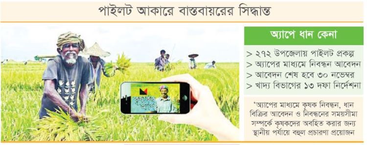 ধান কেনায় ‘কৃষকের অ্যাপ’