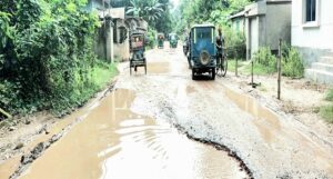 খানাখন্দে সড়কের বেহাল দশা, ভোগান্তি চরমে